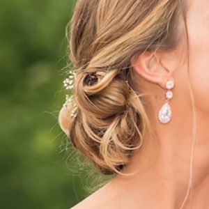 Rose Gold Bridal Wedding Earrings and Bracelet